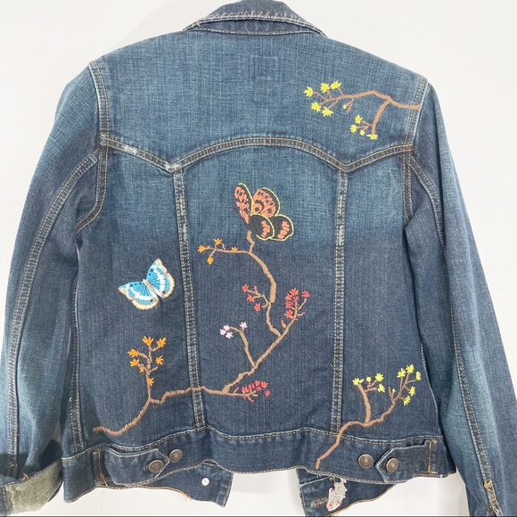 GAP Embroidered Denim Jean Jacket - Juniors Large - Picture 5 of 11